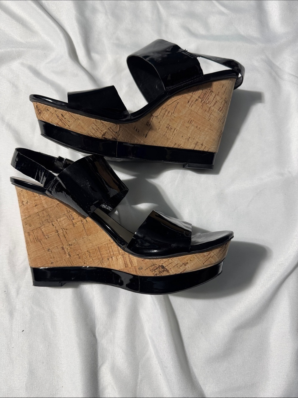 Franco Sarto Patent Leather Wedge Heels – Size 7M Y2K Grad Formal Wedding Chic - Picture 4 of 10